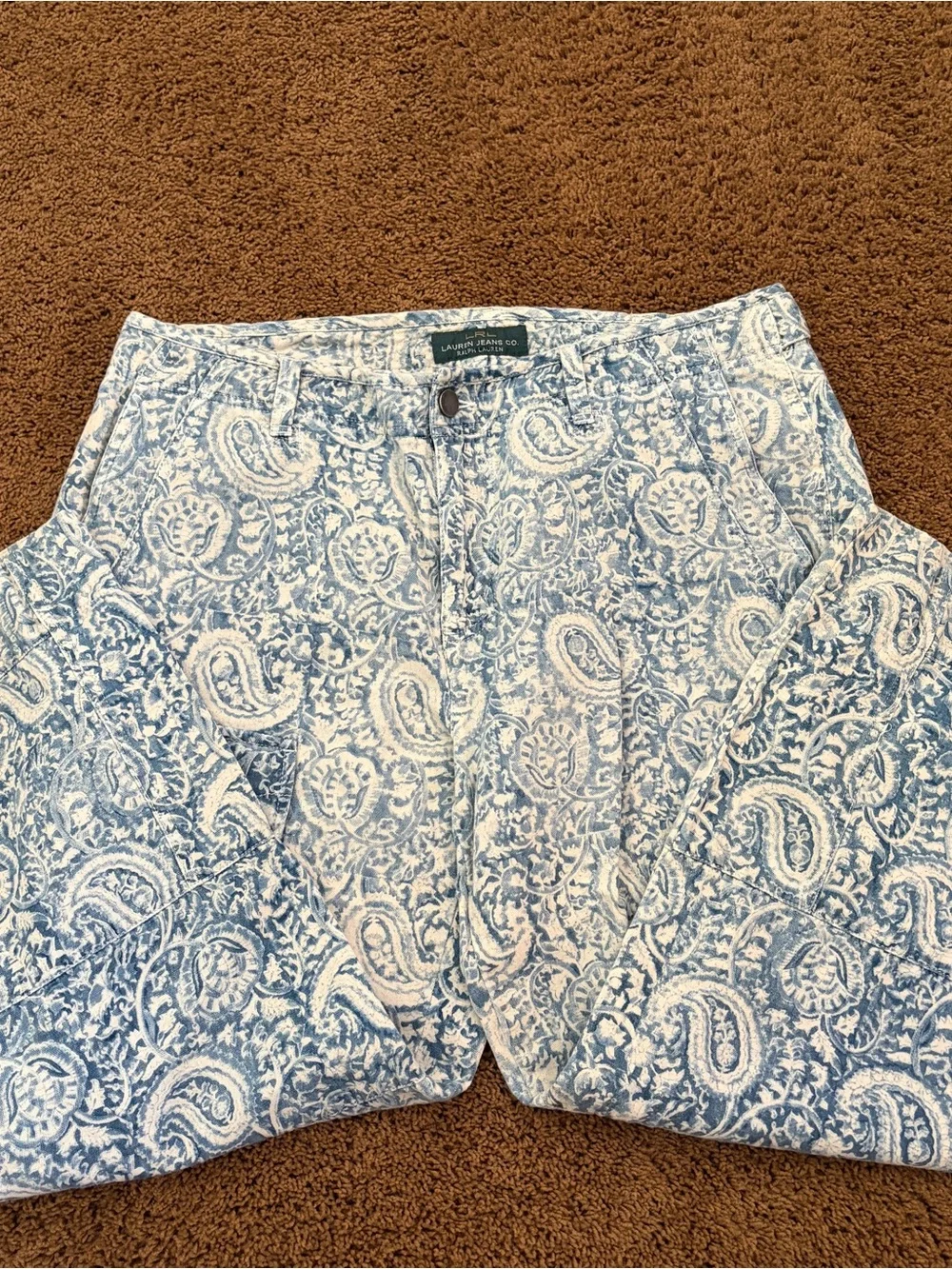 Vintage Lauren Jeans Co Ralph Lauren Paisley Cargo Pants Size 14 Cotton Linen
